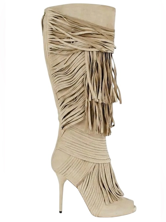 Gucci Shoes - Gorgeous Gucci Beige Fringe Heeled Boots